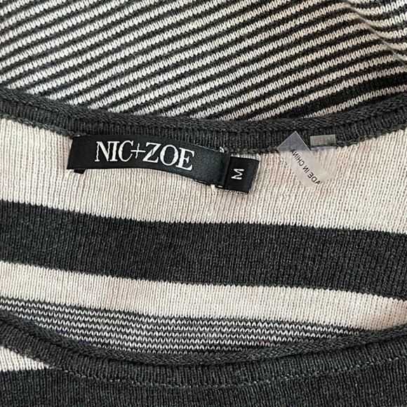 NIC+ZOE Striped Pullover Sweater Women M NWT Cotton Blend Long Sleeve Scoop Neck - Picture 8 of 10